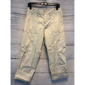 Calvin Klein Off White Cargo Cropped Pants Size 10